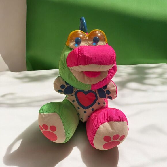 Fisher Price Dinosaur Baby Puffalump 1991 VTG 8” Rattle - Picture 1 of 7